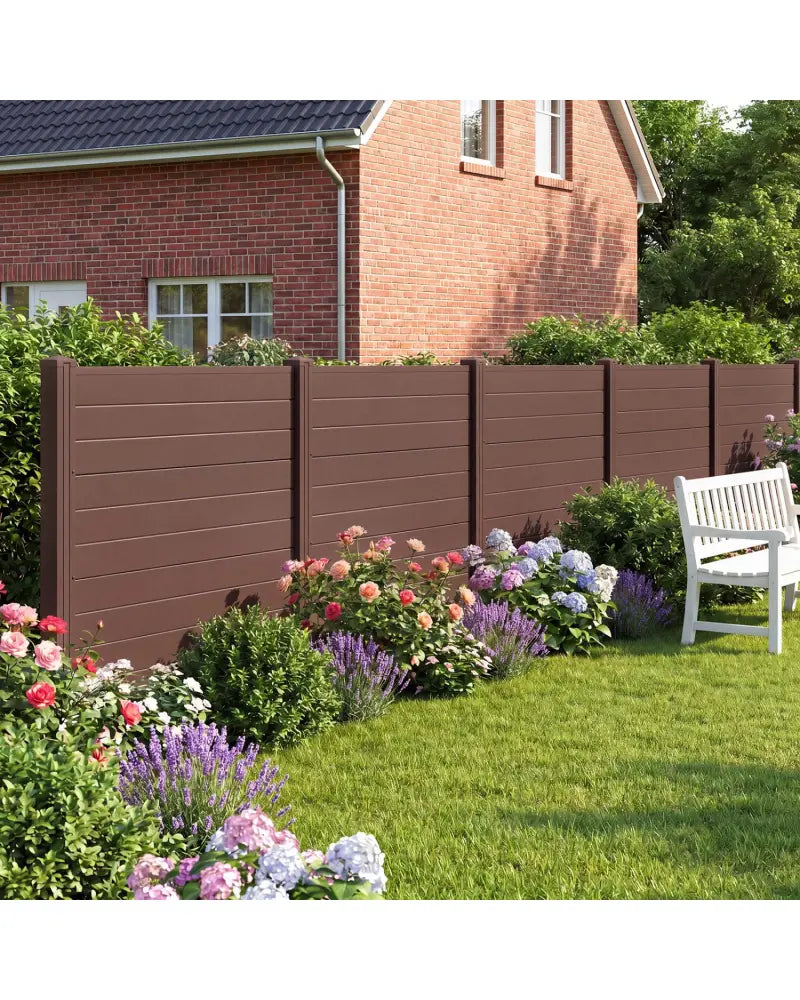 48 x 38 Inches Air Conditioner Fence 2 Panels Outdoor Privacy Fence-Brown - Brown - Outdoor Privacy Screens