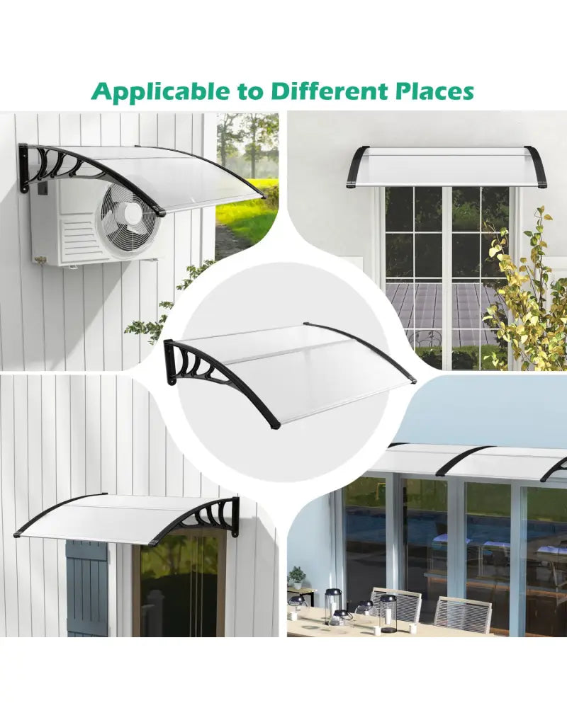 48 x 40 Inch Outdoor Front Door Window Awning Door Canopy Exterior-Black - Black - Outdoor Shades