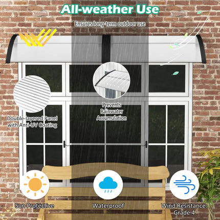 48 x 40 Inch Outdoor Front Door Window Awning Door Canopy Exterior-Black - Black - Outdoor Shades