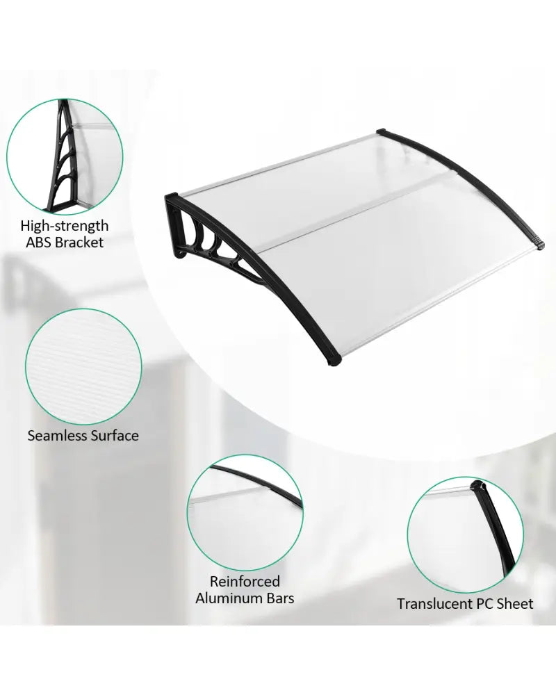 48 x 40 Inch Outdoor Front Door Window Awning Door Canopy Exterior-Black - Black - Outdoor Shades