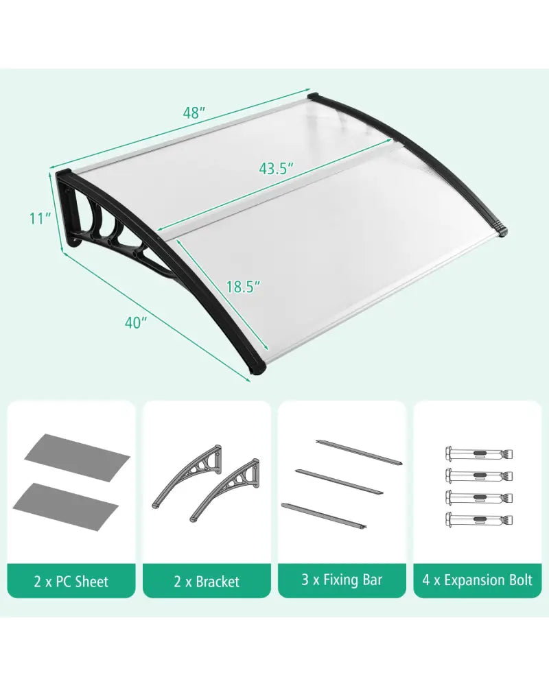 48 x 40 Inch Outdoor Front Door Window Awning Door Canopy Exterior-Black - Black - Outdoor Shades