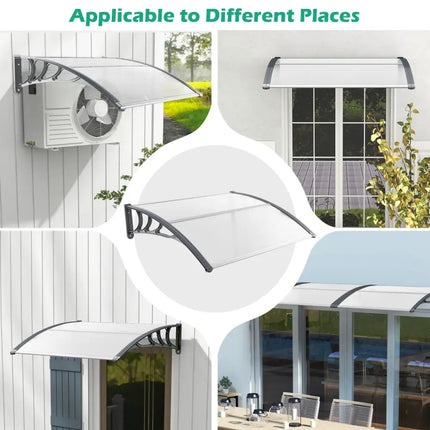 48 x 40 Inch Outdoor Front Door Window Awning Door Canopy Exterior-Gray - Gray - Outdoor Shades