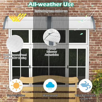 48 x 40 Inch Outdoor Front Door Window Awning Door Canopy Exterior-Gray - Gray - Outdoor Shades