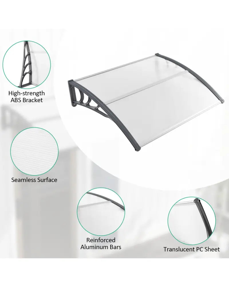 48 x 40 Inch Outdoor Front Door Window Awning Door Canopy Exterior-Gray - Gray - Outdoor Shades