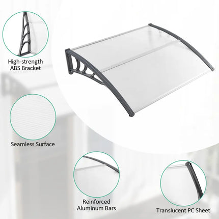 48 x 40 Inch Outdoor Front Door Window Awning Door Canopy Exterior-Gray - Gray - Outdoor Shades