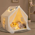 48 x 42 x 50 Inch Large Play Tent with Washable Cotton Mat Holiday Birthday Gift for Kids-Beige - Beige - Play Tents &