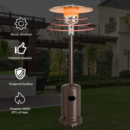 48000 BTU Stainless Steel Propane Patio Heater with Trip over Protection-Bronze - Bronze - Patio Heaters