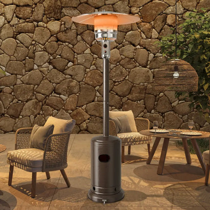 48000 BTU Stainless Steel Propane Patio Heater with Trip over Protection-Bronze - Bronze - Patio Heaters