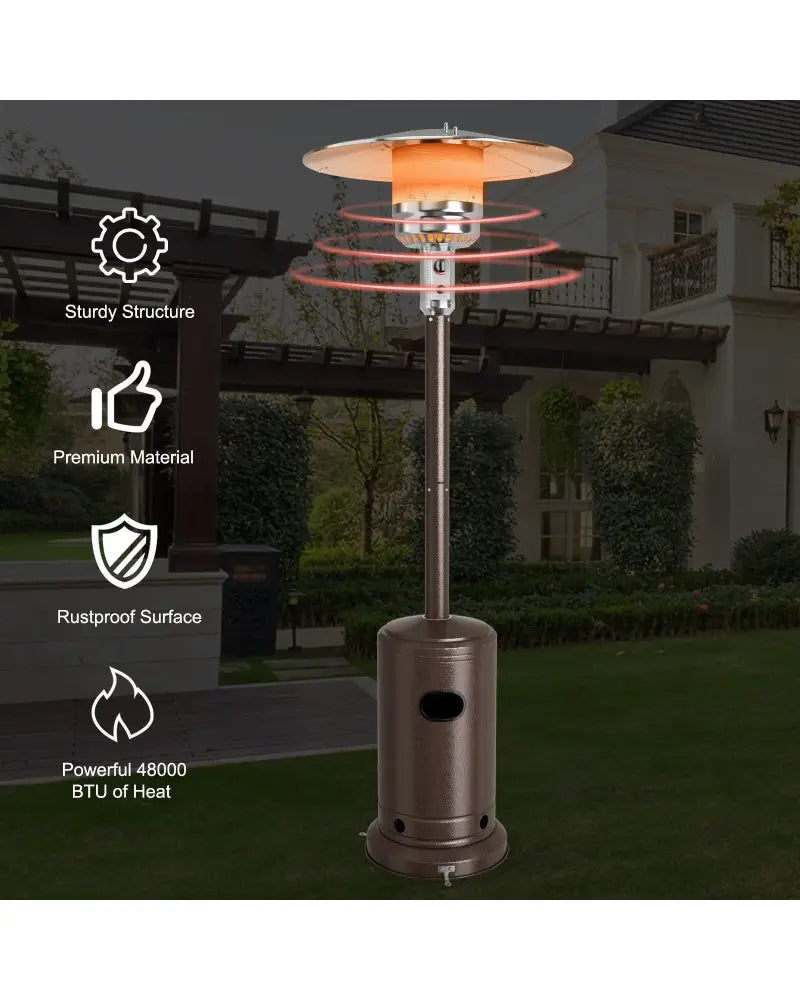 48000 BTU Stainless Steel Propane Patio Heater with Trip over Protection-Bronze - Bronze - Patio Heaters