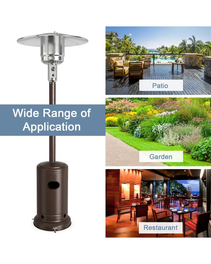 48000 BTU Stainless Steel Propane Patio Heater with Trip over Protection-Bronze - Bronze - Patio Heaters