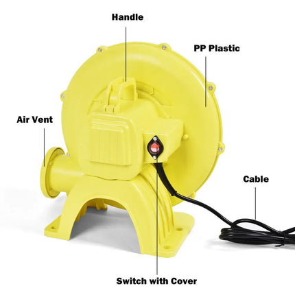 480W 0.6 HP Air Blower Pump Fan for Inflatable Bounce House - Yellow - Air Blowers