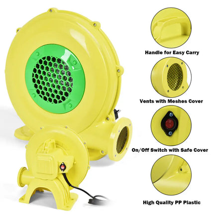 480W 0.6 HP Air Blower Pump Fan for Inflatable Bounce House - Yellow - Air Blowers