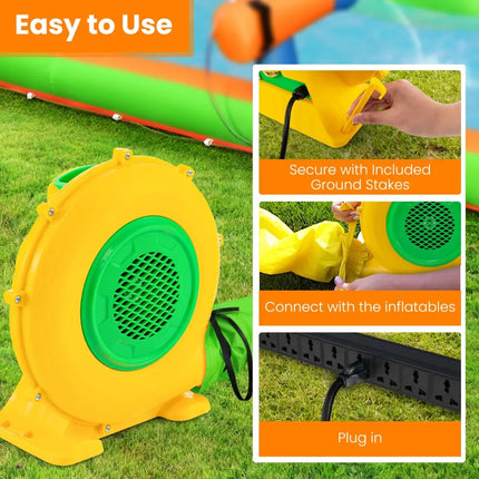 480W Air Blower Air Pump Fan with Convenient Handle and Ground Stakes-480W - Yellow - Air Blowers