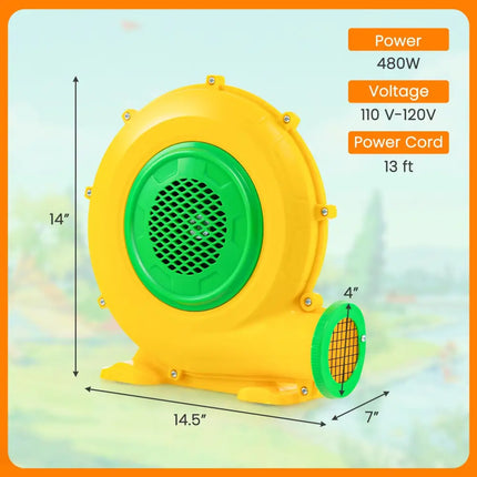 480W Air Blower Air Pump Fan with Convenient Handle and Ground Stakes-480W - Yellow - Air Blowers