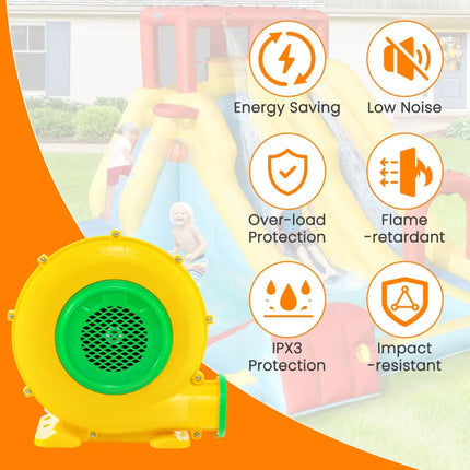 480W Air Blower Air Pump Fan with Convenient Handle and Ground Stakes-480W - Yellow - Air Blowers