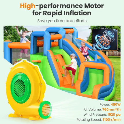 480W Air Blower Air Pump Fan with Convenient Handle and Ground Stakes-480W - Yellow - Air Blowers
