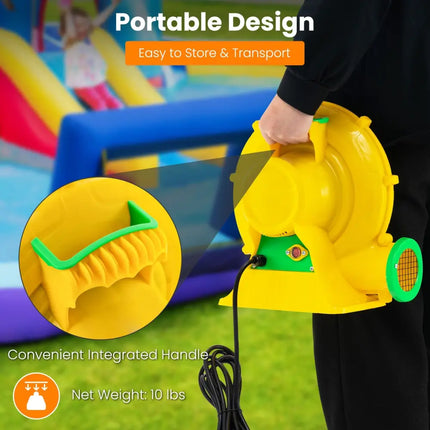 480W Air Blower Air Pump Fan with Convenient Handle and Ground Stakes-480W - Yellow - Air Blowers
