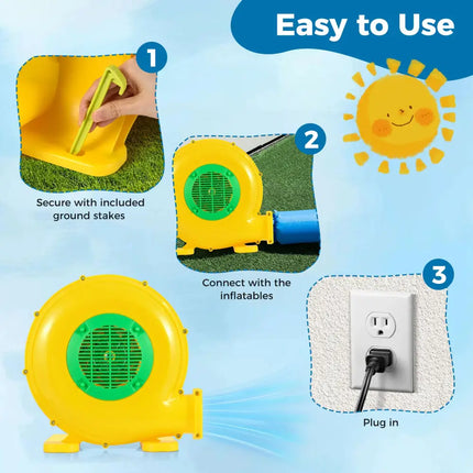 480W Bounce House Blower with Handle and Ground Stakes - Air Blowers