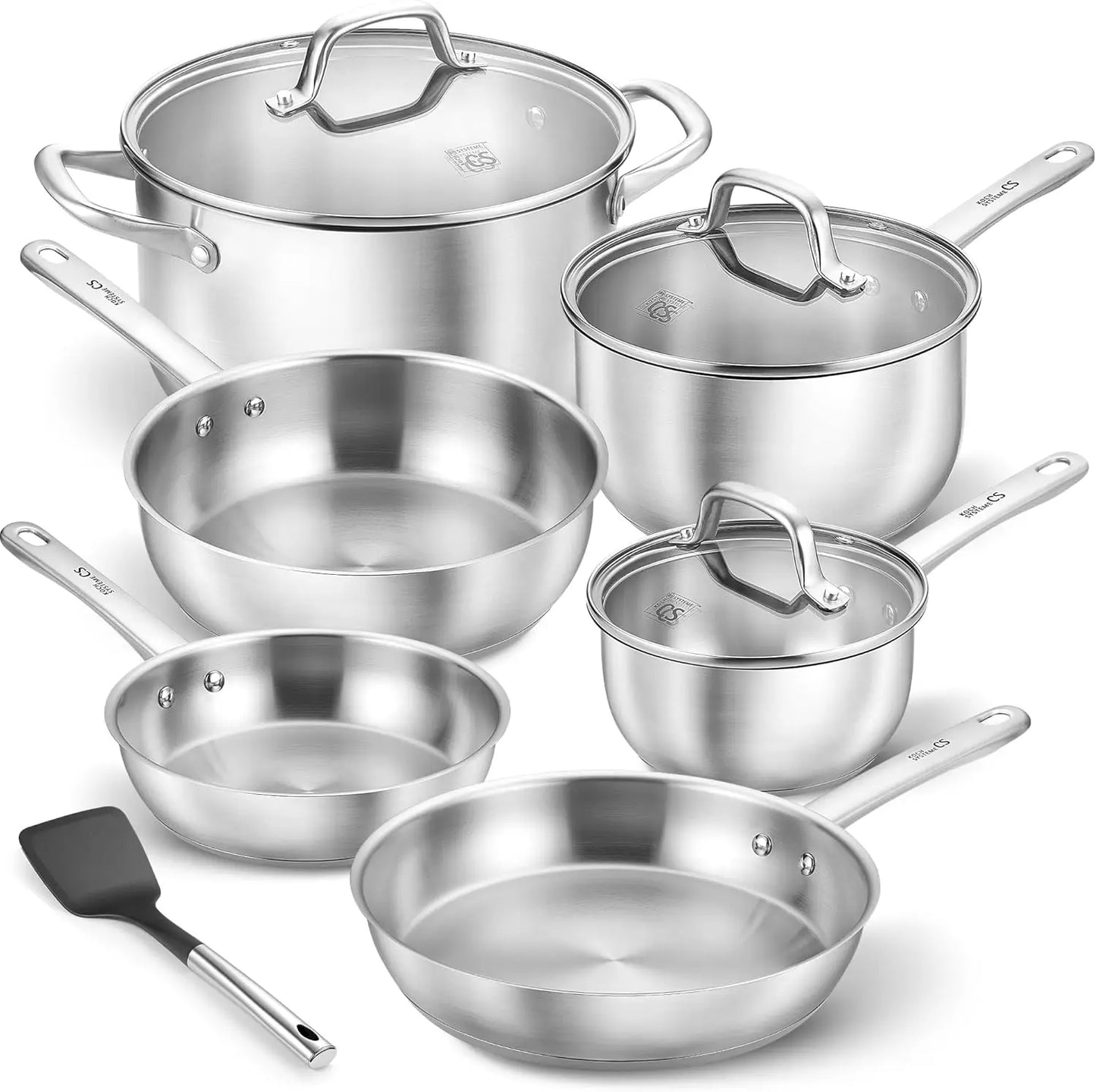 KOCH SYSTEME CS 10-Piece Stainless Steel Pots and Pans Cookware Set