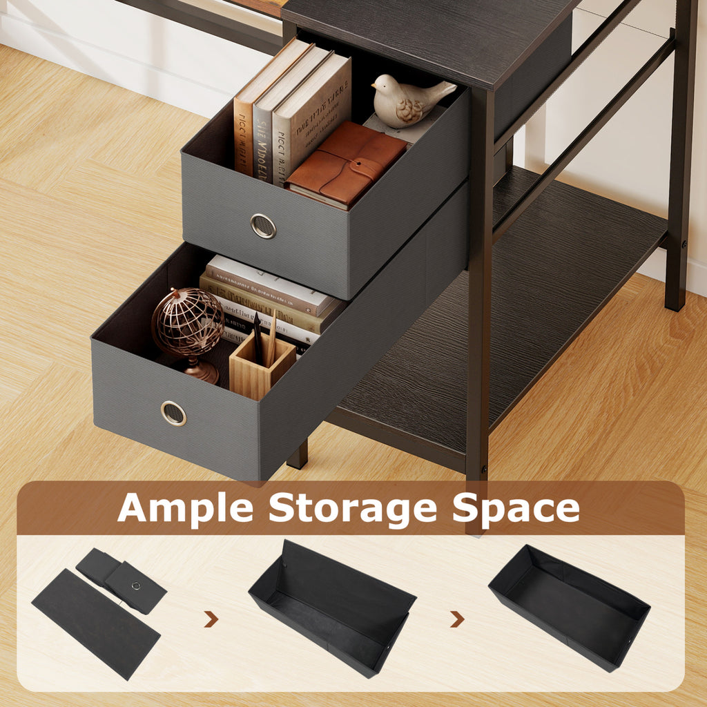 48 Inch Computer Desk with 2 Fabric Drawers Industrial Home Office Desk-Rustic Brown