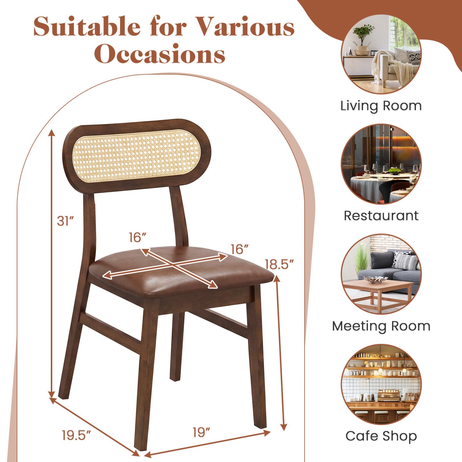 48 Inch Dining Table Set for 4 with Rattan Chairs  Mid Century Kitchen Table and Chairs Set for Dining Room