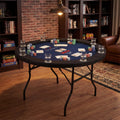 48 Inch Foldable Poker Table with 8 Cup Holders and Padded Edges-Blue