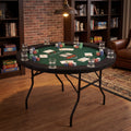 48 Inch Foldable Poker Table with 8 Cup Holders and Padded Edges-Green