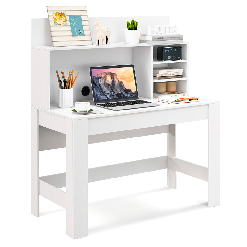48 Inch Writing Computer Desk with Anti-Tipping Kits and Cable Management Hole-White