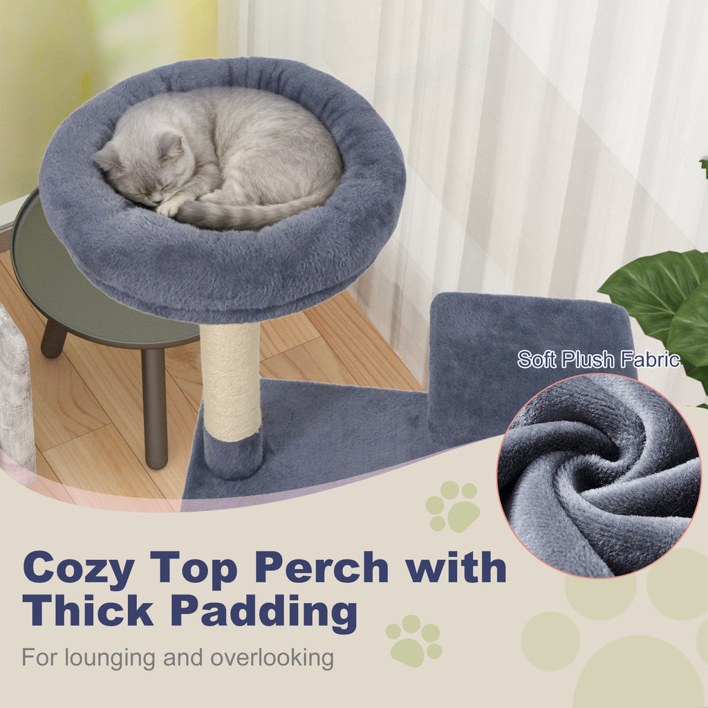 48 Inches Tall Cat Tree Multi-Level Kitten Tower with Large Condo Padded Top Perch-Grey