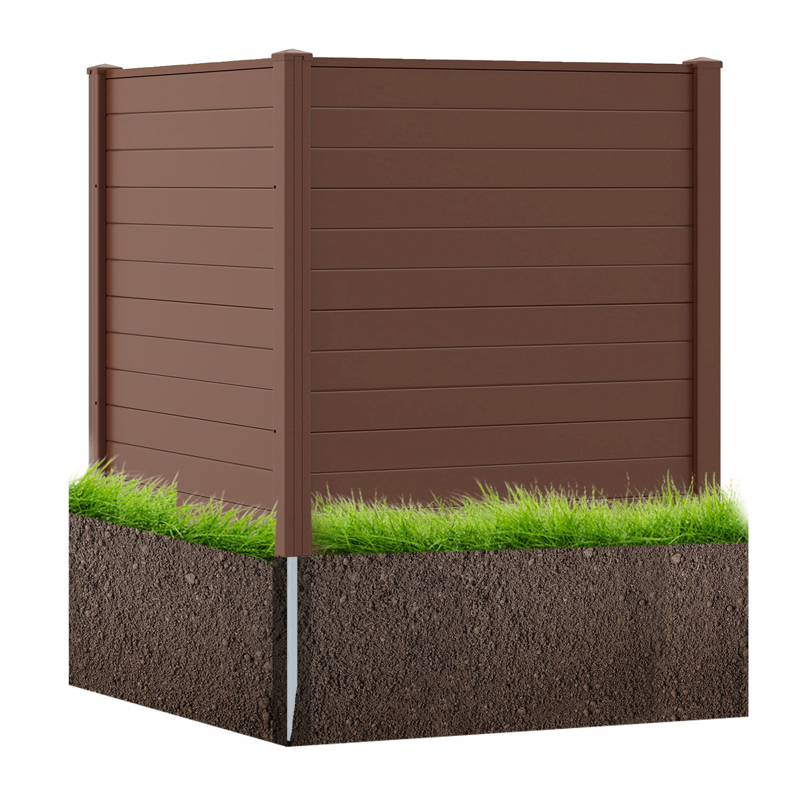 48" W x 48" H Outdoor Privacy Fence Screen Air Conditioner Fence with Galvanized Metal Ground Stakes-Brown