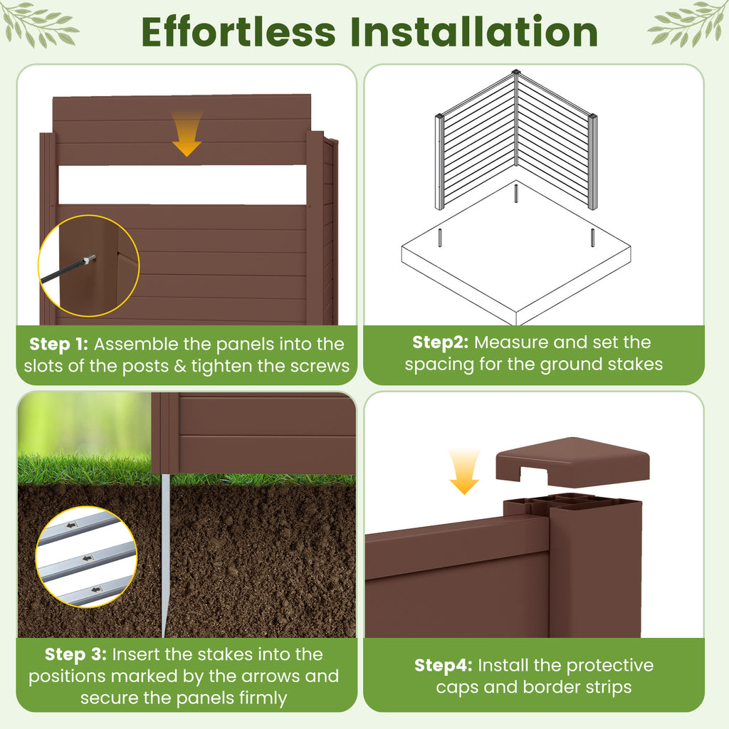 48" W x 48" H Outdoor Privacy Fence Screen Air Conditioner Fence with Galvanized Metal Ground Stakes-Brown