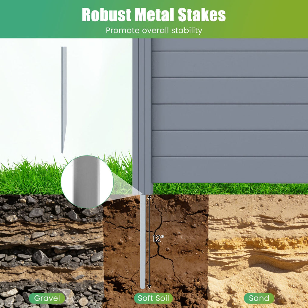 48 x 38 Inch Air Conditioner Fence 2 Panels with Metal Ground Stakes-Gray