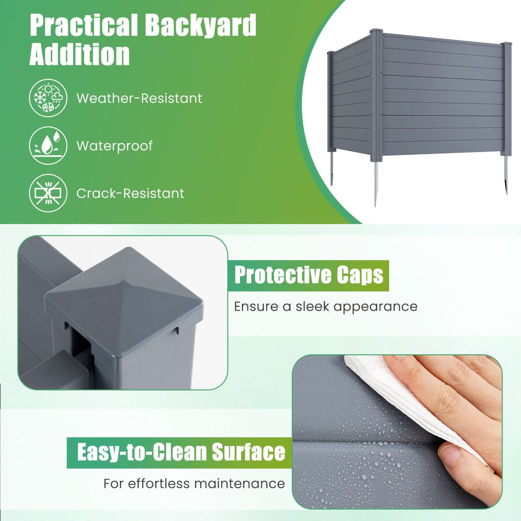 48 x 38 Inch Air Conditioner Fence 2 Panels with Metal Ground Stakes-Gray