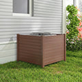 48 x 38 Inch Air Conditioner Fence 3 Panels with Metal Ground Stakes for Patio Backyard-Brown