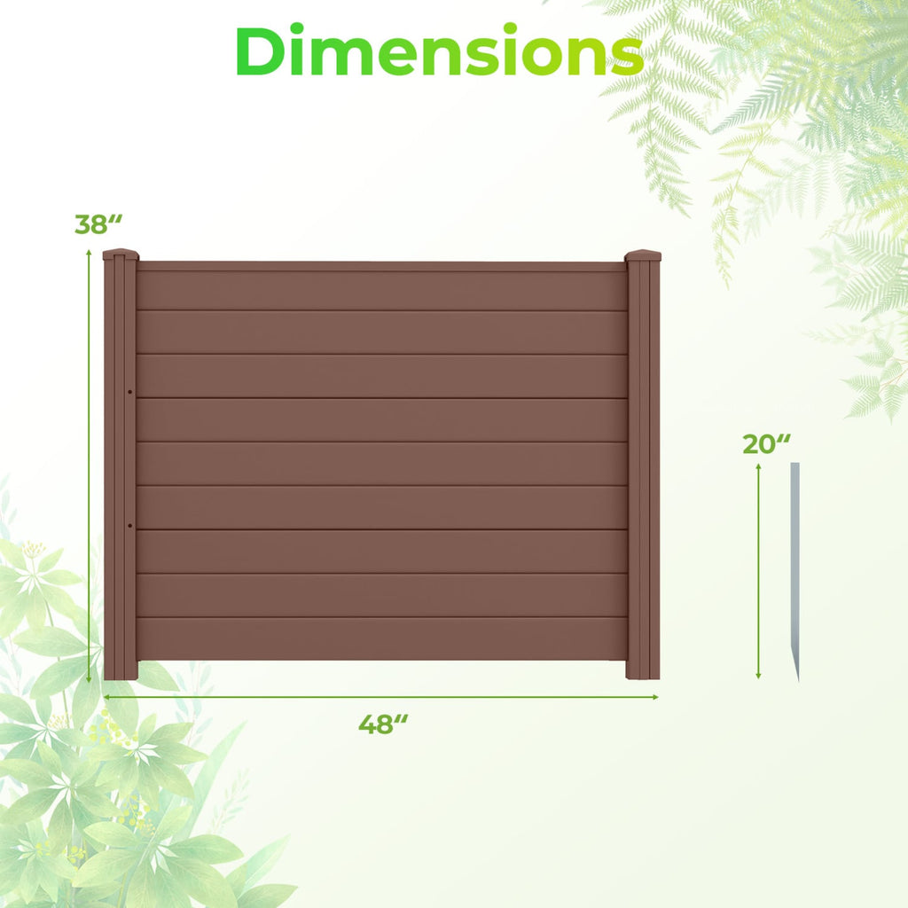 48 x 38 Inch Air Conditioner Fence 3 Panels with Metal Ground Stakes for Patio Backyard-Brown