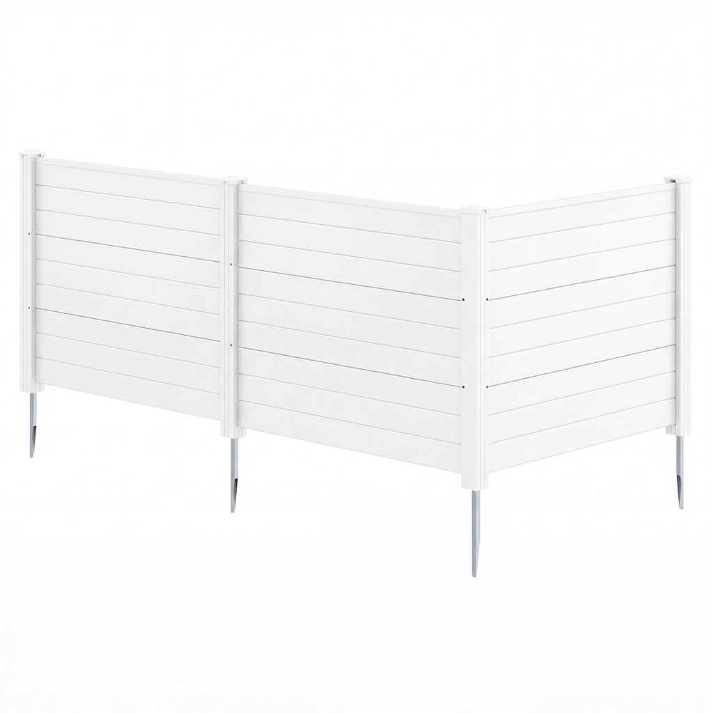 48 x 38 Inch Air Conditioner Fence 3 Panels with Metal Ground Stakes for Patio Backyard-White
