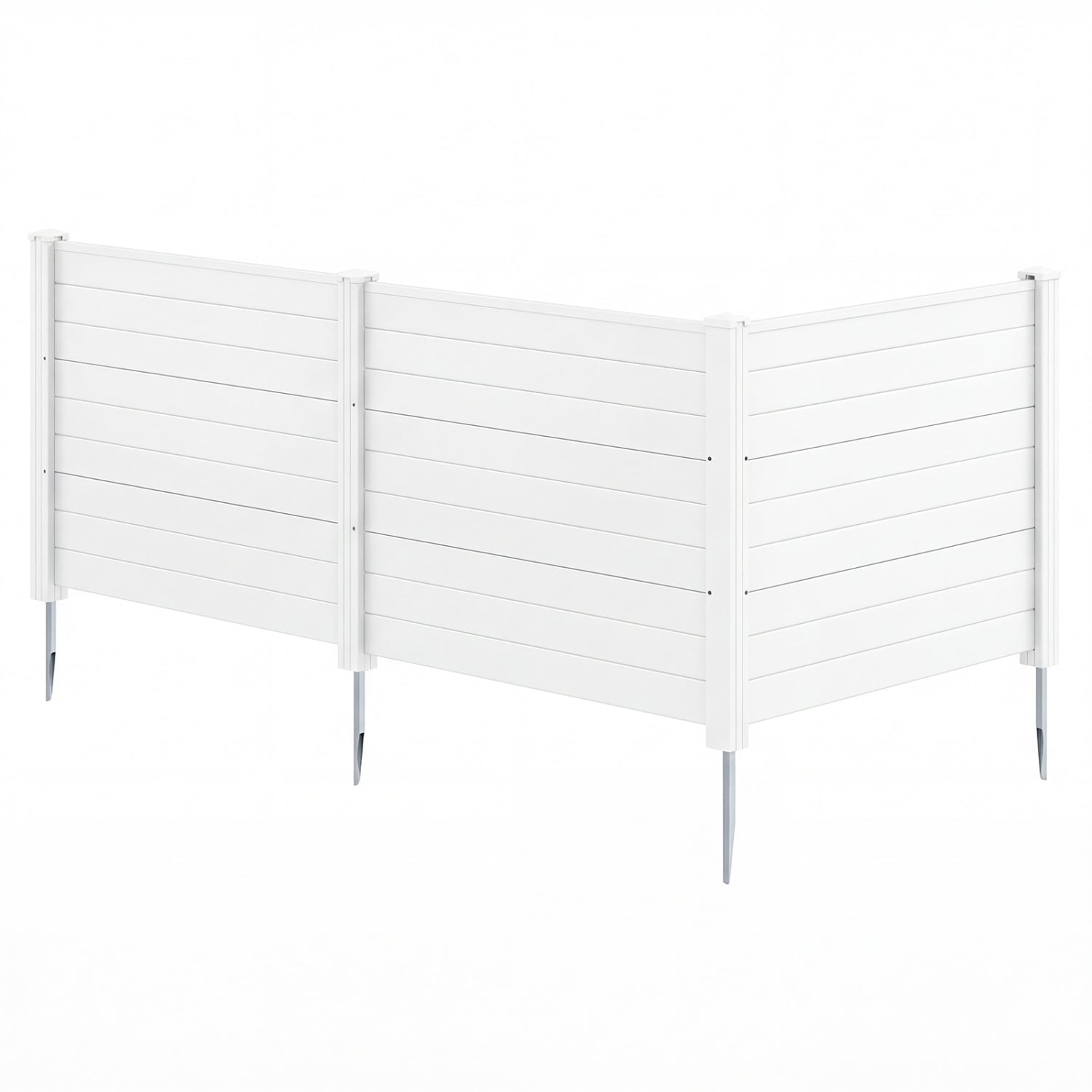 48 x 38 Inch Air Conditioner Fence 3 Panels with Metal Ground Stakes for Patio Backyard-White