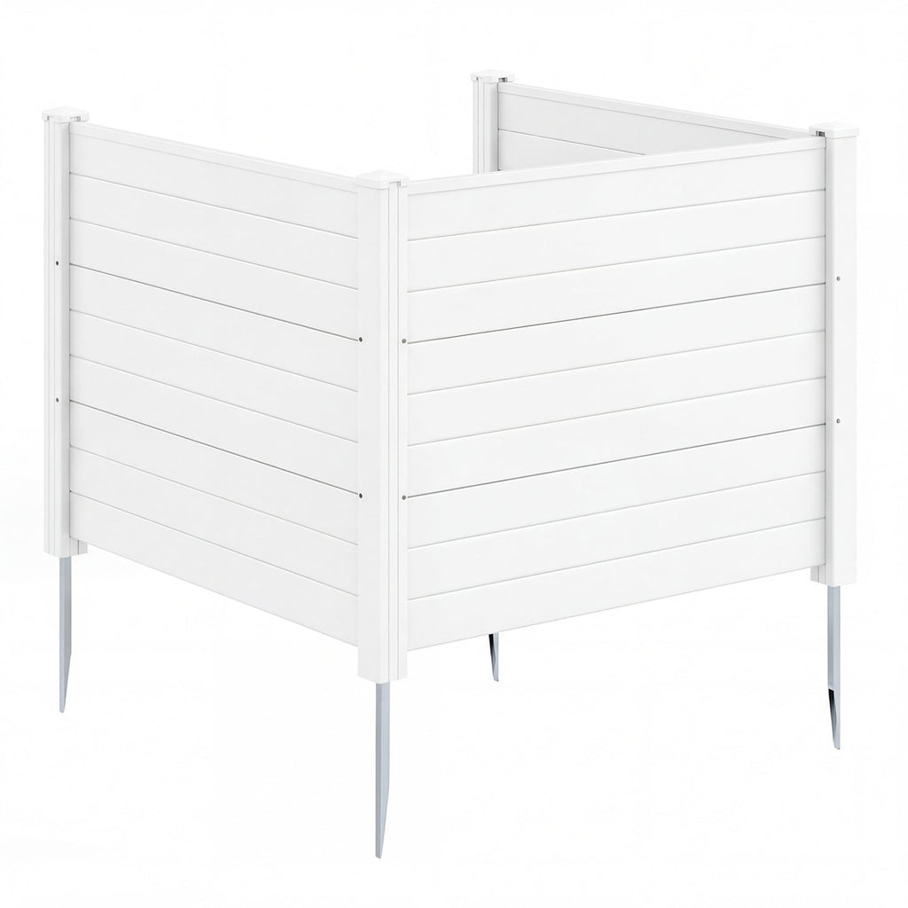 48 x 38 Inch Air Conditioner Fence 3 Panels with Metal Ground Stakes for Patio Backyard-White