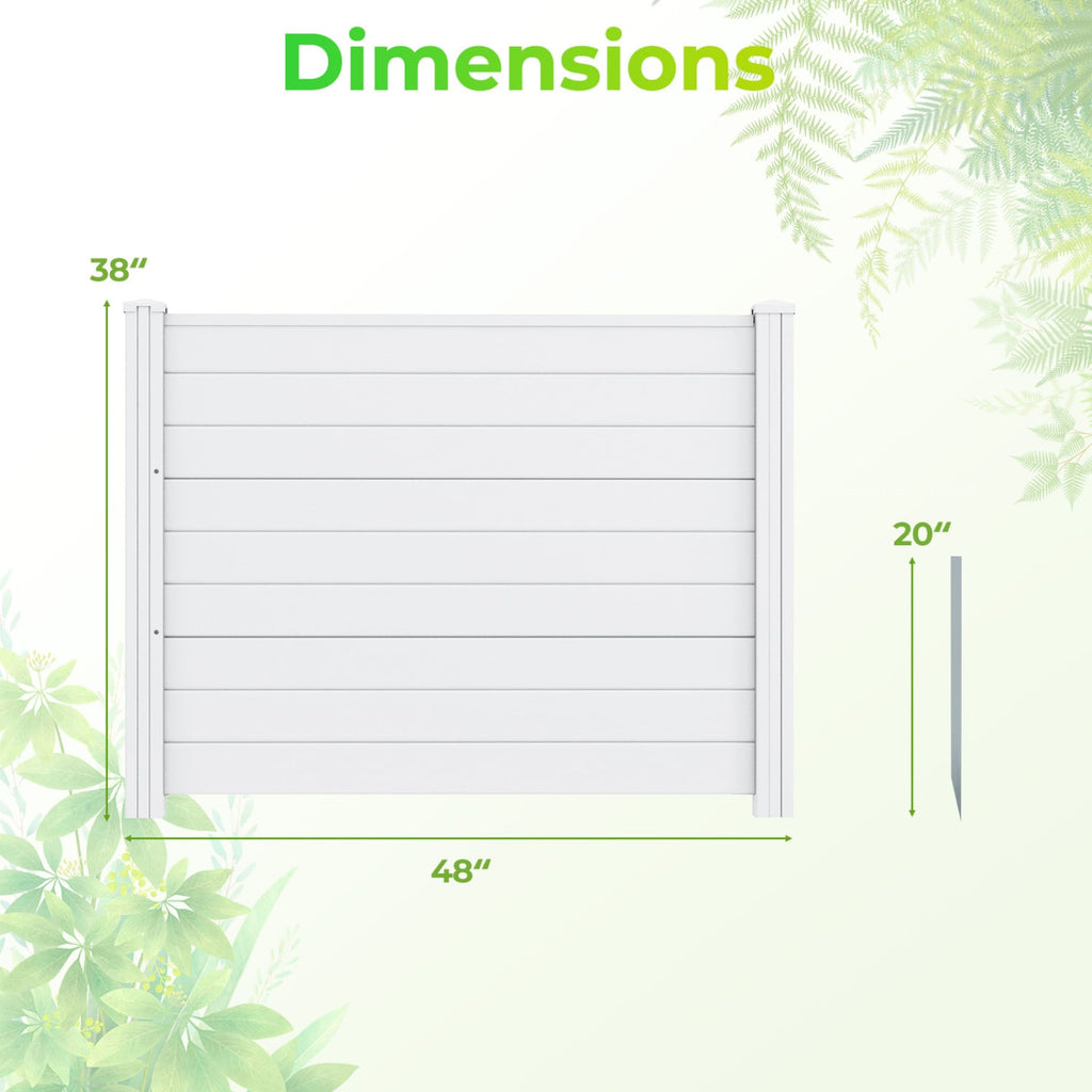 48 x 38 Inch Air Conditioner Fence 3 Panels with Metal Ground Stakes for Patio Backyard-White
