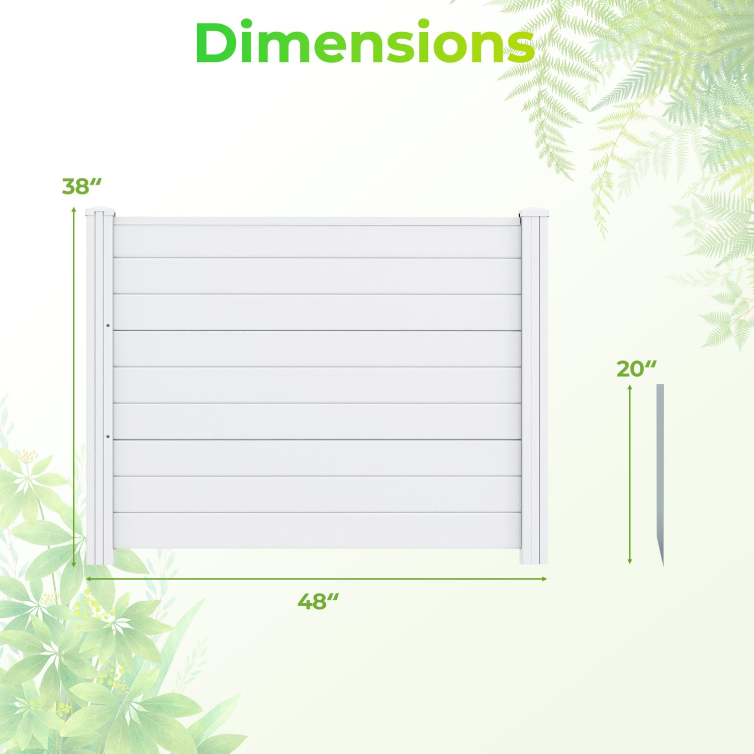 48 x 38 Inch Air Conditioner Fence 3 Panels with Metal Ground Stakes for Patio Backyard-White