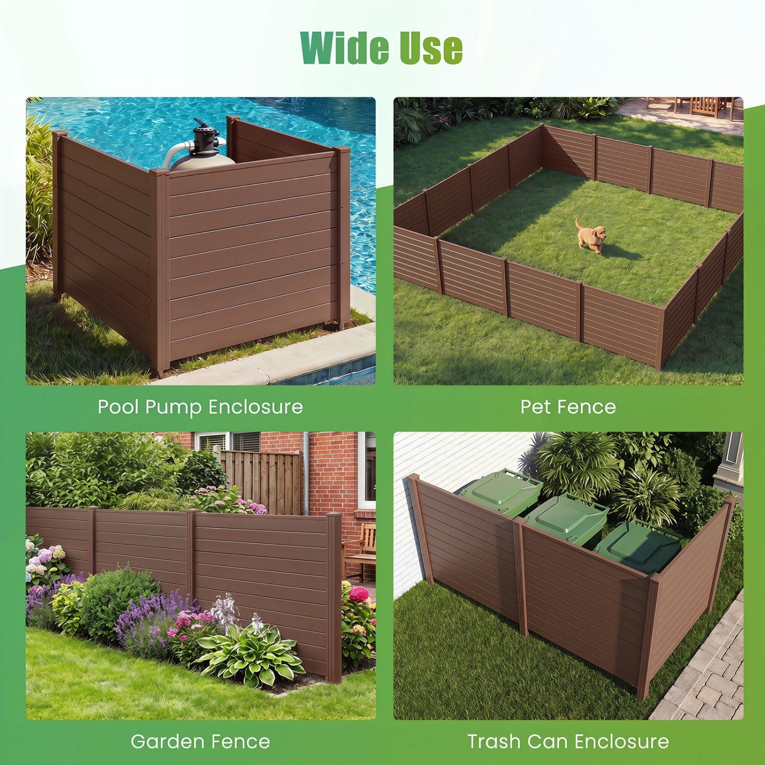 48 x 38 Inches Air Conditioner Fence 2 Panels Outdoor Privacy Fence-Brown