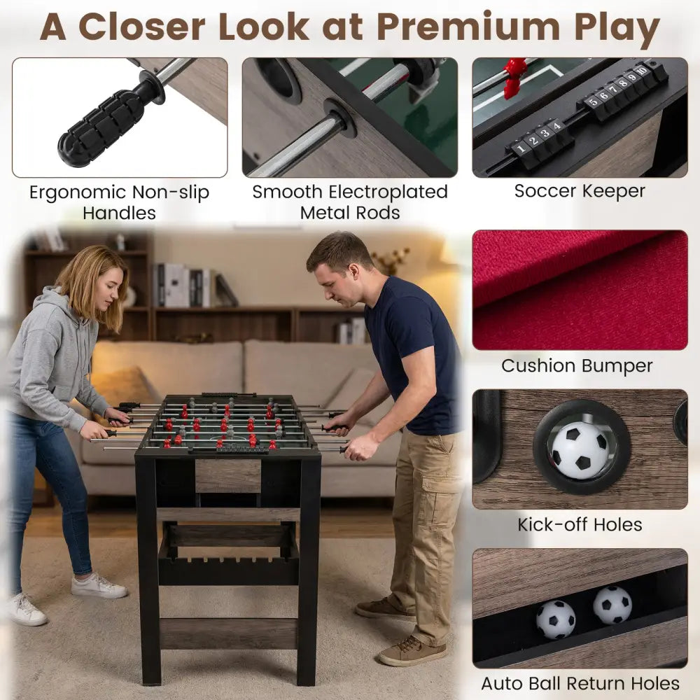 49 inch Combo Game Table with Pool Billiards-Brown - Brown - Game Room