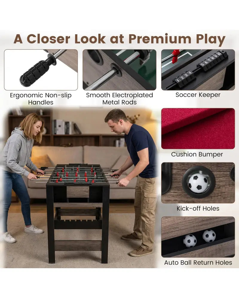 49 inch Combo Game Table with Pool Billiards-Brown - Brown - Game Room
