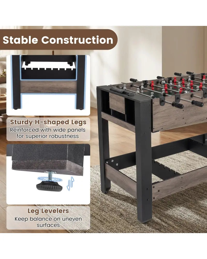 49 inch Combo Game Table with Pool Billiards-Brown - Brown - Game Room