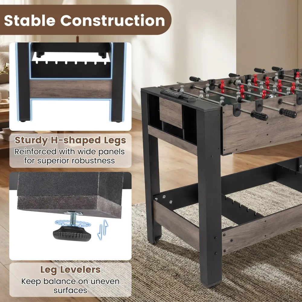 49 inch Combo Game Table with Pool Billiards-Brown - Brown - Game Room