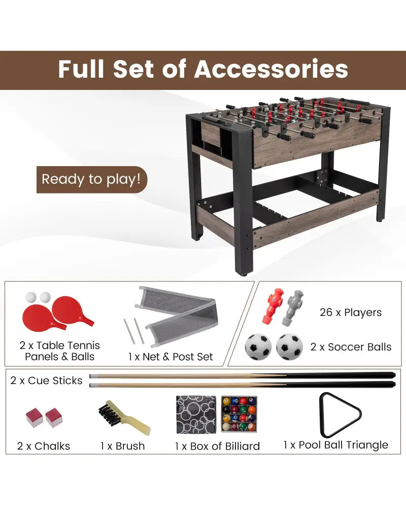 49 inch Combo Game Table with Pool Billiards-Brown - Brown - Game Room