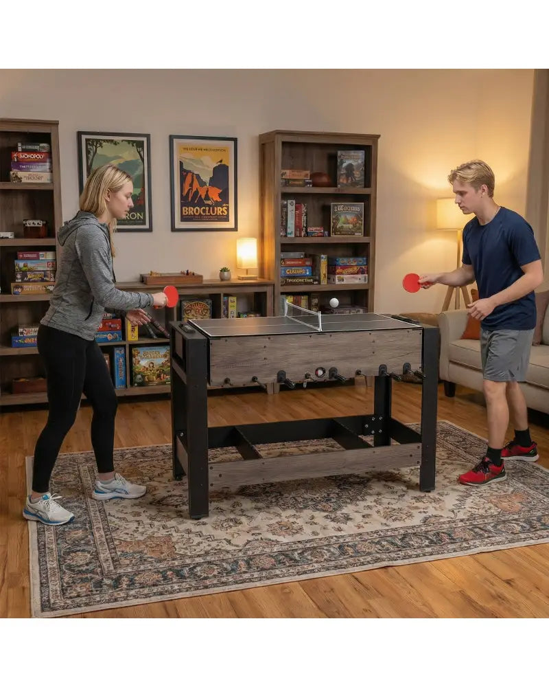 49 inch Combo Game Table with Pool Billiards-Brown - Brown - Game Room