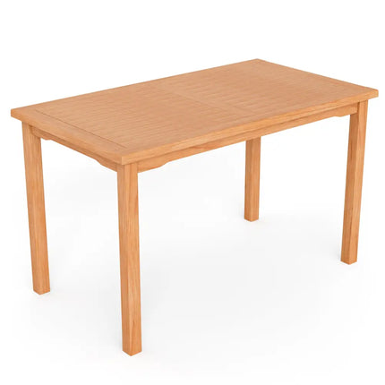49 Inch Rectangle Patio Indonesia Teak Wood Dining Table with Slatted Tabletop Up to 6 - Natural - Patio Dining Tables