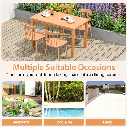 49 Inch Rectangle Patio Indonesia Teak Wood Dining Table with Slatted Tabletop Up to 6 - Natural - Patio Dining Tables