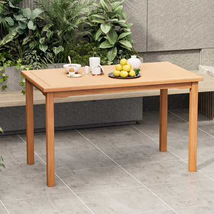 49 Inch Rectangle Patio Indonesia Teak Wood Dining Table with Slatted Tabletop Up to 6 - Natural - Patio Dining Tables
